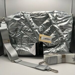 Vintage Havana Metallic Puffer Silver Vanessa Nylon Tote